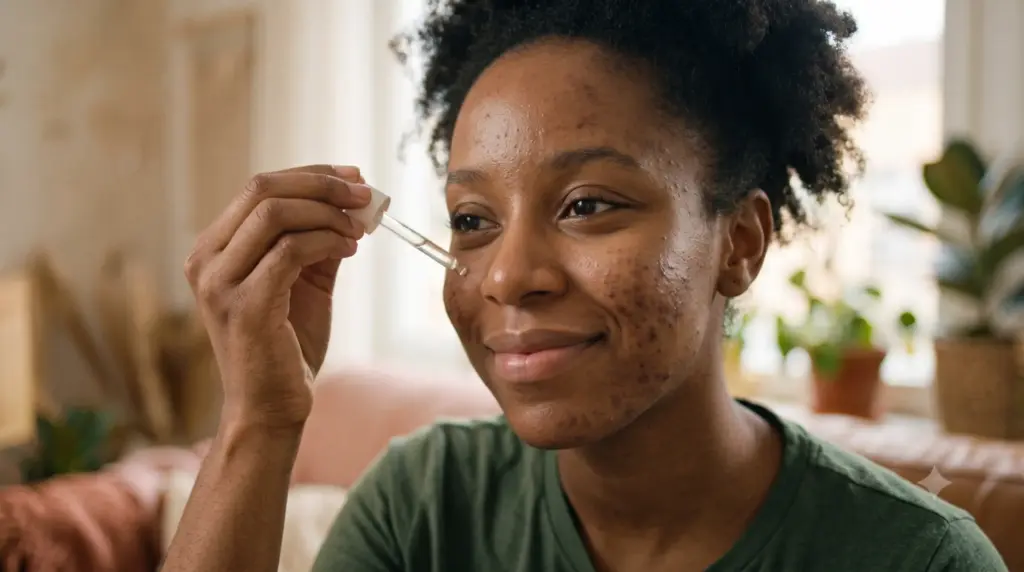 manchas de acne na pele negra